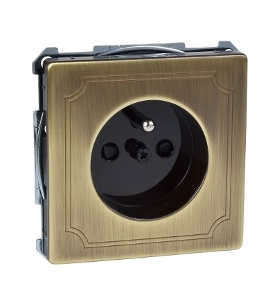 MTN2500-4143 Zásuvka 2P+E, 16A, bezšroubová, antique brass, S-Design, Schneider Electric