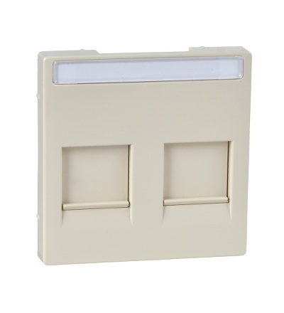 MTN4564-0344 Centrální deska pro dvojnásobný modulární kontektor s popisovým polem a s ochrannou prachovou clonkou, white cream, Schneider Electric