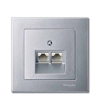 MTN298060 Centrální deska pro mechanismus RJ45, dvousegmentová, System M, alu, Schneider Electric