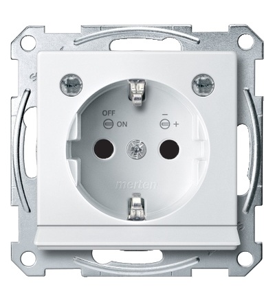 MTN2304-0319 Zásuvka 230V, Schuko, se světelným prostupem a LED modulem, System-M, polar, Schneider Electric