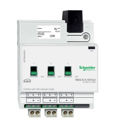 MTN646991 KNX řídicí jednotka 0-10V/1-10V REG-K/3-násobná+manuální režim, Schneider Electric