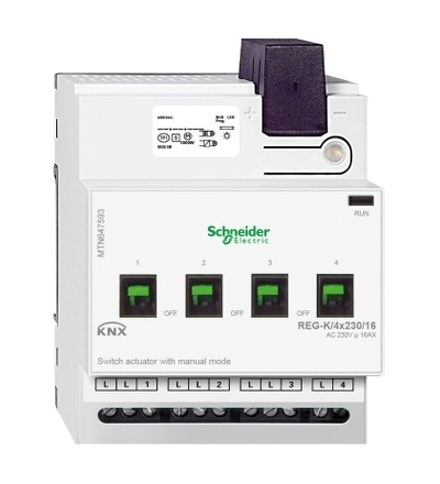 MTN647593 KNX spínací akční člen REG-K/4x230/16+manuální režim, Schneider Electric