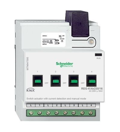MTN647595 KNX spínací akční člen REG-K/4x230/16+manuální režim+detekce proudu, Schneider Electric