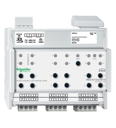 MTN649212 KNX spínací akční člen REG-K/12x230/10+manuální režim, Schneider Electric