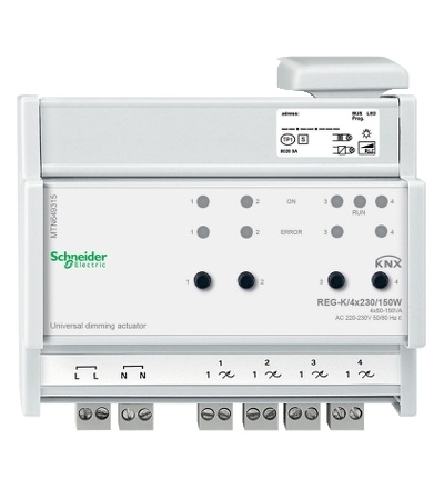 MTN649315 KNX univerzální stmívací akční člen REG-K/4x230/150W, Schneider Electric