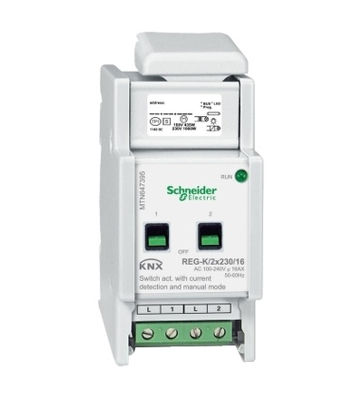 MTN647395 KNX spínací akční člen REG-K/2x230/16+manuální režim+detekce proudu, Schneider Electric