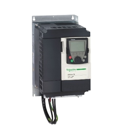 ATV71LU75N4Z Frekvenční měnič 7,5 kW, In = 17,6 A, 3 x 380 až 480 V, EMC filtr, bez graf. terminálu, chladič, Schneider Electric