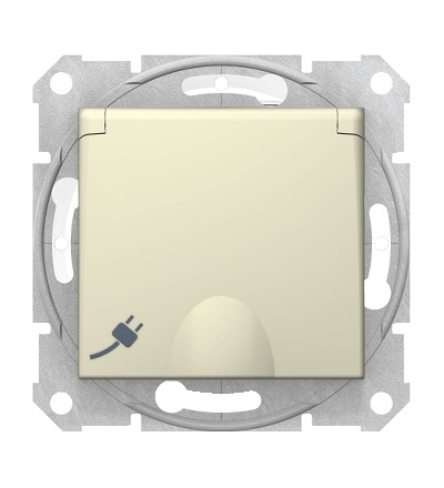 SDN2800847 Zásuvka 2P+PE IP44 bezšroubová dětské clonky, beige, Schneider Electric