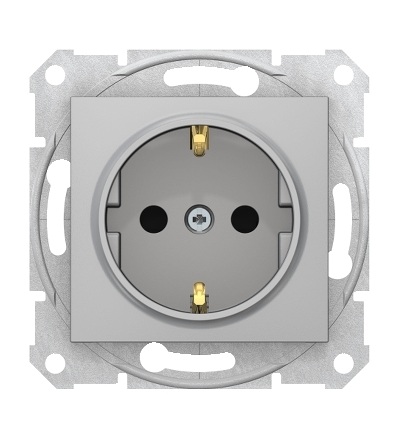 SDN3001760 Zásuvka schuko 2P+PE s dětsk. clonkami bezšroubová, alu, Schneider Electric