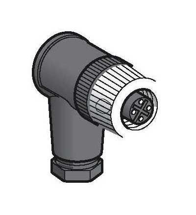 XZCC12FCM40B Konektor, samice, M12, 4, pin, konektor s ohybem, kabelová průchodka Pg 7, Schneider Electric