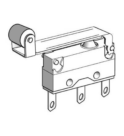 XEP4E1W7A454 Miniaturní polohový spínač, páka s kladkou, 2,8mm kabel.nacvak.čep, Schneider Electric