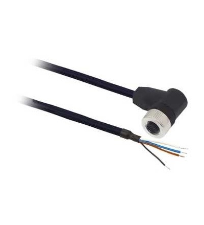 XZCPB1241L5 Kabel s konektorem XZ, samice zahnutá, M12, 4 pin, stíněný kabel PUR 5m, Schneider Electric