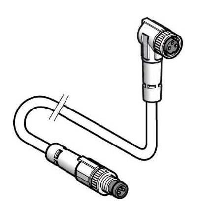 XZCR2706037R1 Kabel s konektorem XZ-samec přímý M8 3-pin-samice s ohybem M8 3-pin-PUR 1m, Schneider Electric