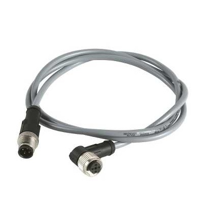XZCRV1512041C1 Kabel s konektorem XZ-samec přímý M12 4-pin-samice s ohybem M12 4-pin-PVC 1m, Schneider Electric