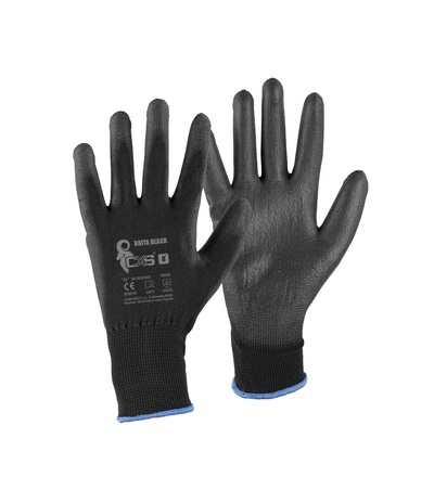 Rukavice BRITA BLACK, s PU dlaní a úpletem, velikost 8 606047