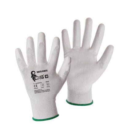Rukavice BRITA WHITE, s PU dlaní a úpletem, velikost 9 606043