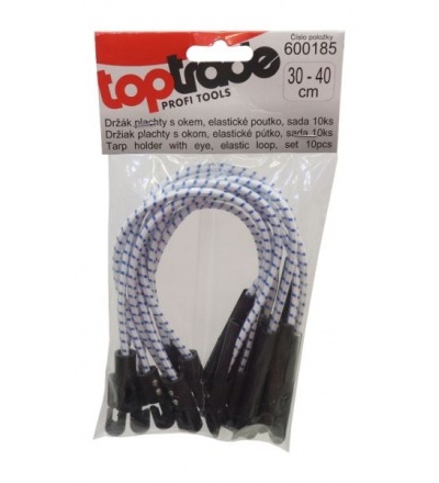 TOPTRADE držák plachty s okem, elastické poutko, 30 až 40cm, sada 10ks 600185