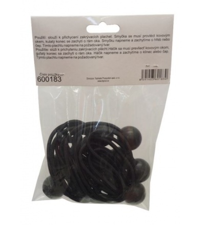 TOPTRADE držák plachty s okem, gumová smyčka, plastová kulička, 180 až 280mm, sada 10ks 600183