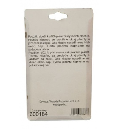 TOPTRADE držák plachty s okem, klipsna, 25 x 85mm, sada 4ks 600184