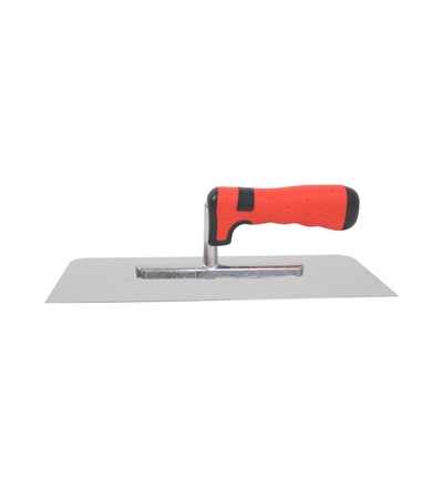 TOPTRADE hladítko nerezové, s pogumovanou rukojetí, hladké, 2 oblé rohy, 280 x 130 mm, profi 109070