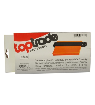 TOPTRADE šablona kopírovací, lamelová, pro obkladače, 2 zámky, délka 15 cm 600463