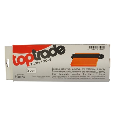 TOPTRADE šablona kopírovací, lamelová, pro obkladače, 2 zámky, délka 25 cm 600464