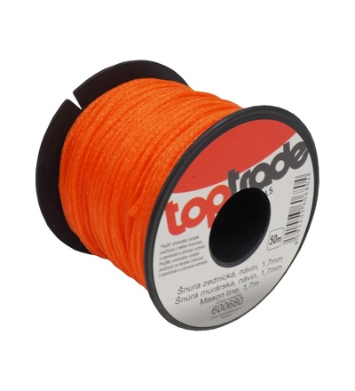 TOPTRADE šňůra zednická PE, O 1,7 mm / 50 m, oranžová 600680