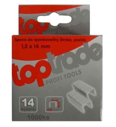 TOPTRADE spona do sponkovačky, pozinkovaná, široká, balení 1000 ks, 1,2 x 10 mm 601211