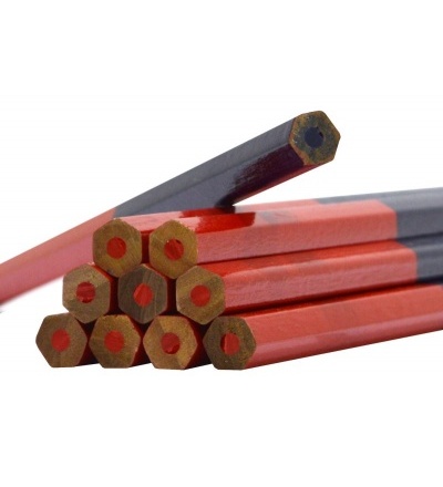 TOPTRADE tužka tesařská, šestiúhelník, červenomodrá, sada 12 ks, 180 mm 600201