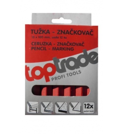 TOPTRADE tužka značkovač, červená,  sada 12 ks, 13 x 100 mm 600205