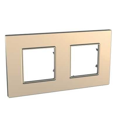 MGU6.704.56 Unica Quadro Metallized, krycí rámeček, dvojnásobný, H71/V71, copper, Schneider Electric
