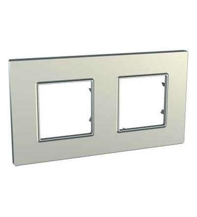 MGU6.704.57 Unica Quadro Metallized, krycí rámeček, dvojnásobný, H71/V71, titanium, Schneider Electric
