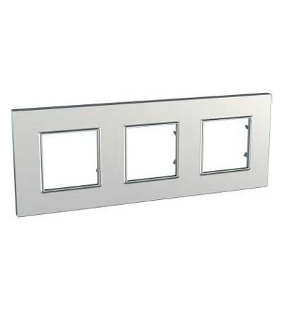 MGU6.706.55 Unica Quadro Metallized, krycí rámeček, trojnásobný, H71/V71, silver, Schneider Electric