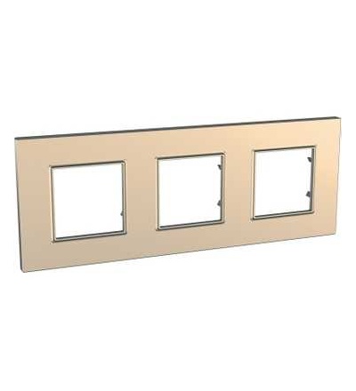 MGU6.706.56 Unica Quadro Metallized, krycí rámeček, trojnásobný, H71/V71, copper, Schneider Electric
