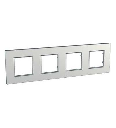 MGU6.708.55 Unica Quadro Metallized, krycí rámeček, čtyřnásobný, H71/V71, silver, Schneider Electric