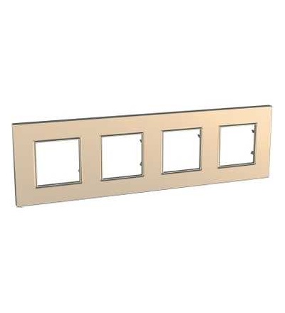 MGU6.708.56 Unica Quadro Metallized, krycí rámeček, čtyřnásobný, H71/V71, copper, Schneider Electric